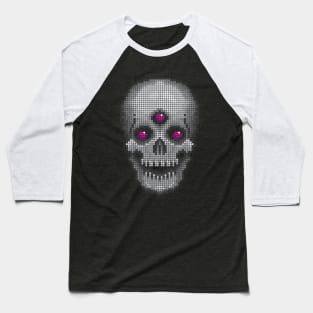 Grey Skull - Pink Eyes Baseball T-Shirt